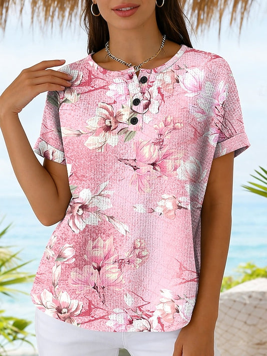 Women's T Shirt Print Floral Graphic Vintage Stylish