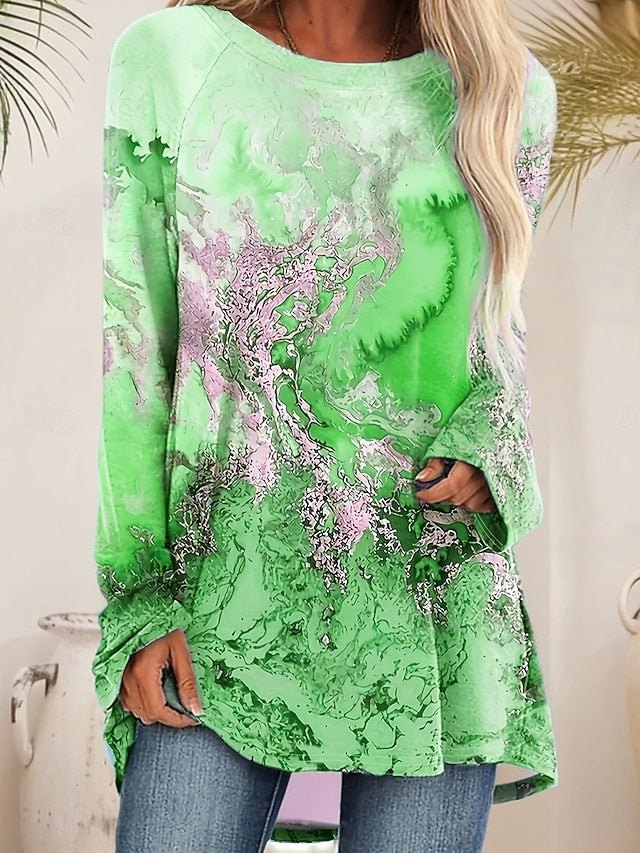 Women's T Shirt Print Graphic Geometry Vintage Stylish