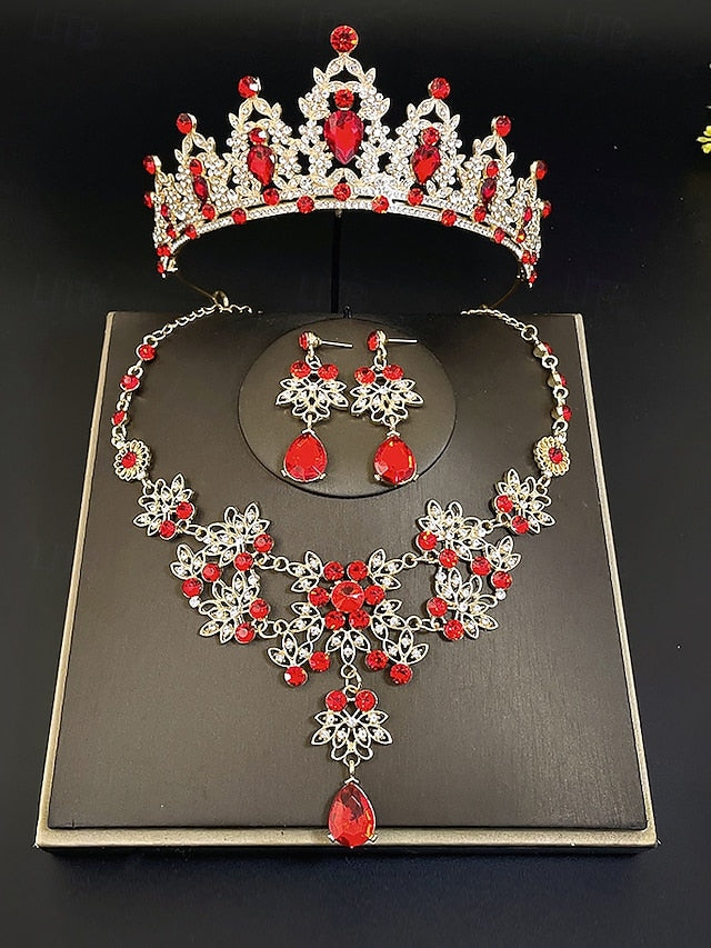 – Women's Set Silver and Jewelry Rhinestone Elegant Tiara