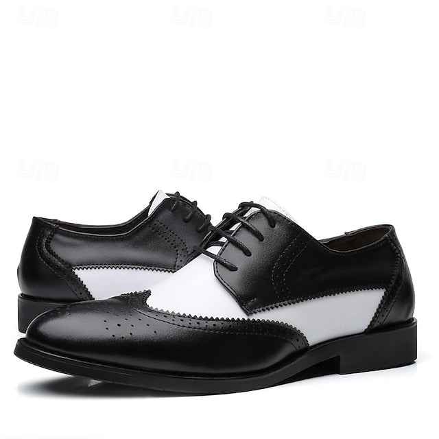 Shoes with Brogue and Men's White Black Oxford