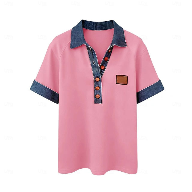 Women's Button Down Shirt Casual Shirt Blouse Buttons Solid