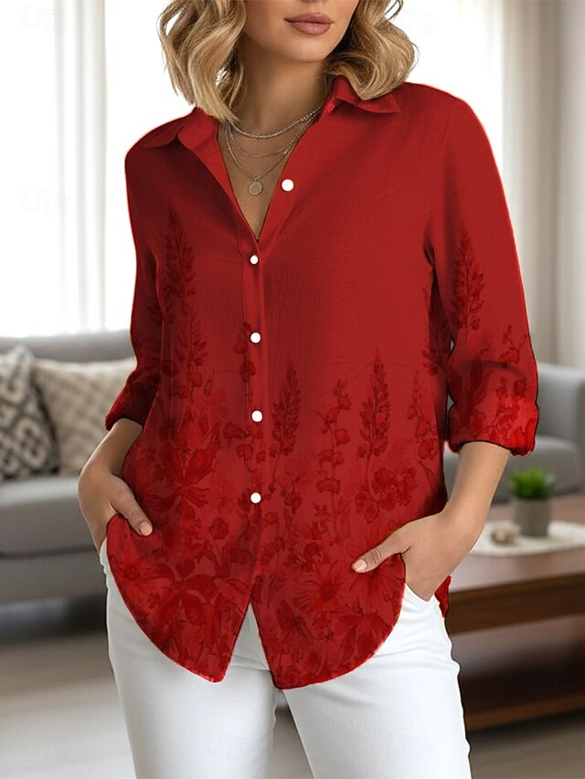 Women's Shirt Buttons Print Floral Elegant Daily Stylish
