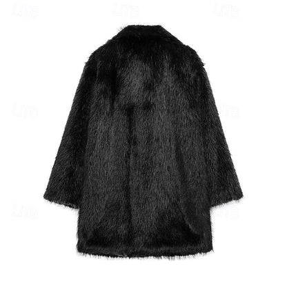 Fur Furs Comfortable Women's Pocket Warm Coat Faux