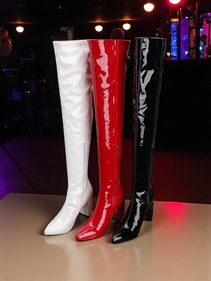 Knee the Leather Over Women's Red Patent Boots