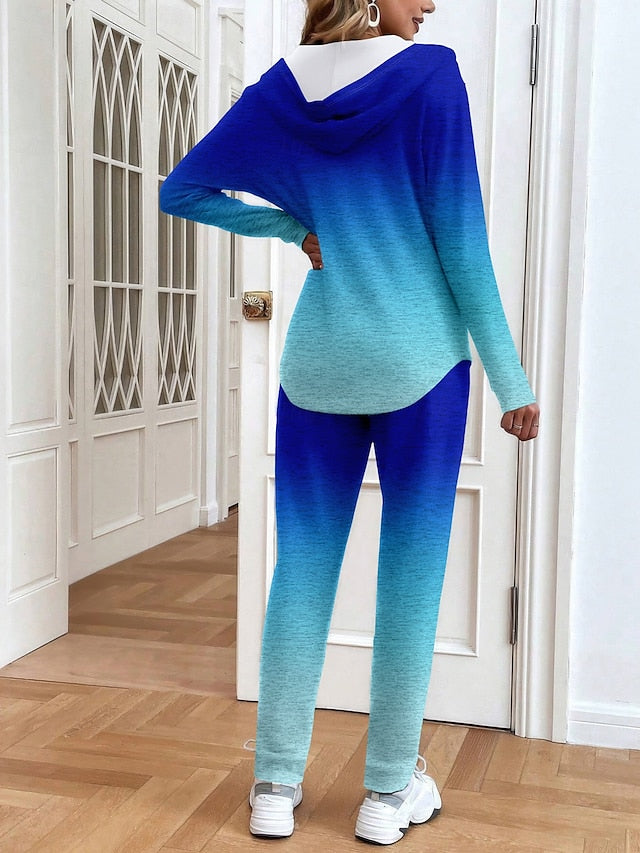 Women's 2 Pieces Hoodie Tracksuits Pants Sets Long Sleeve