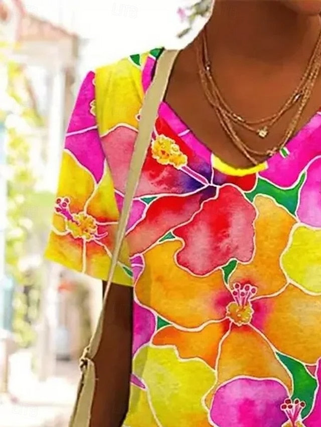 Women's T Shirt Print Graphic Plants Stylish Classic Casual