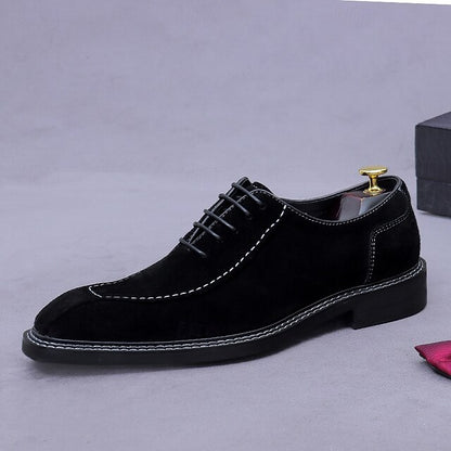 Cowhide Suede Derby Genuine Men's Shoes Leather - Classic