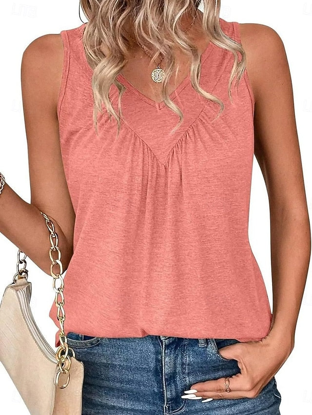 Women's Tank Top Ruched Plain Fashion Stylish Classic
