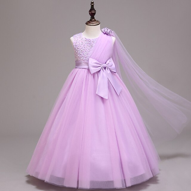 Solid Dress Kids Flower Colored Girls' Girl