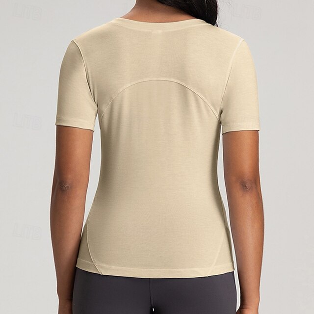 Women's Yoga T-shirt Workout Tops Round Neckline Breathable
