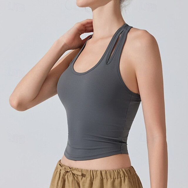 Women's Solid Colored Tank Top Sport Top Build-in Bra UV