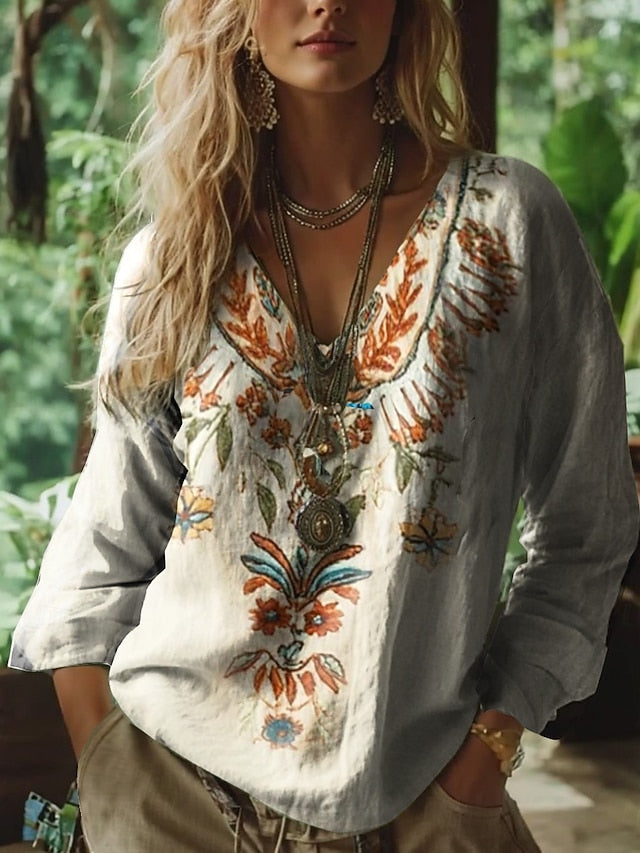Women's Blouse Print Floral Graphic Geometric Bohemia