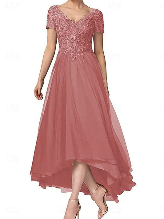 V Asymmetrical A-Line Bride the Mother Neck of Dress Elegant