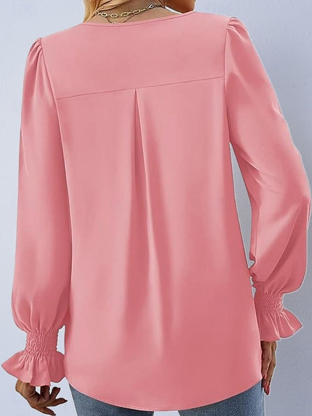 Women's Shirt Satin Shirt Blouse Plain Stylish Basic