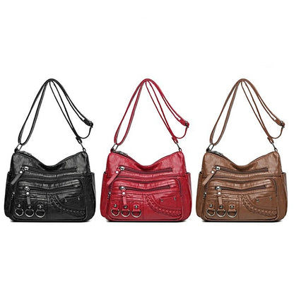 Multiple Crossbody with Vintage Leather Women's Faux Bag