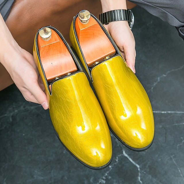 Shiny Loafers – Slip-On Metallic Men's Fashionable Gold