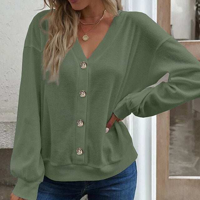 Women's Casual Shirt Button Up Shirt Blouse Patchwork