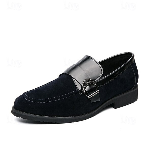 Men's Leather Metal and Loafers Suede Strap with Patent