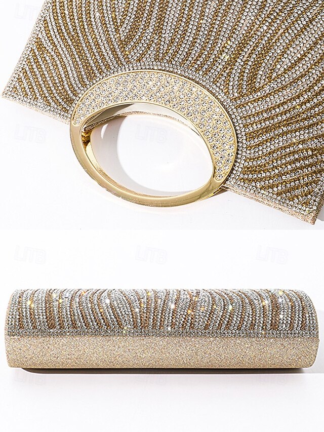 – Bag Round Evening Rhinestone Handle with Clutch Women's