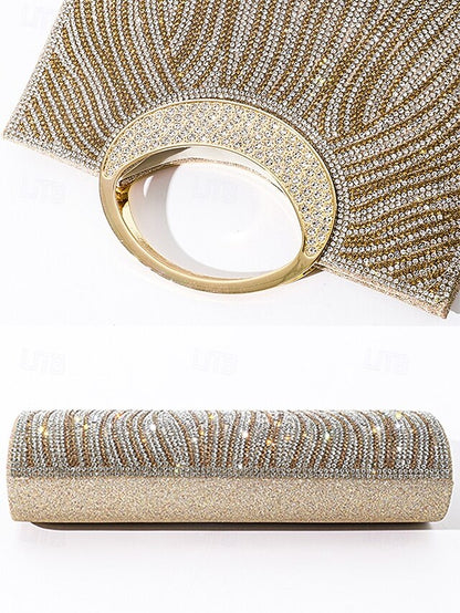 – Bag Round Evening Rhinestone Handle with Clutch Women's