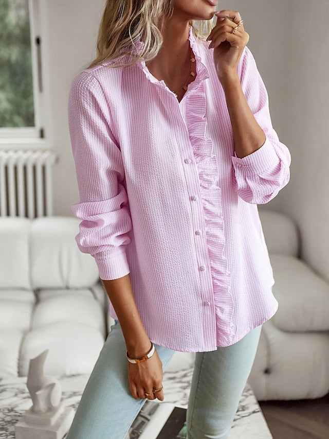 Women's Casual Shirt Button Up Shirt Blouse Buttons Print