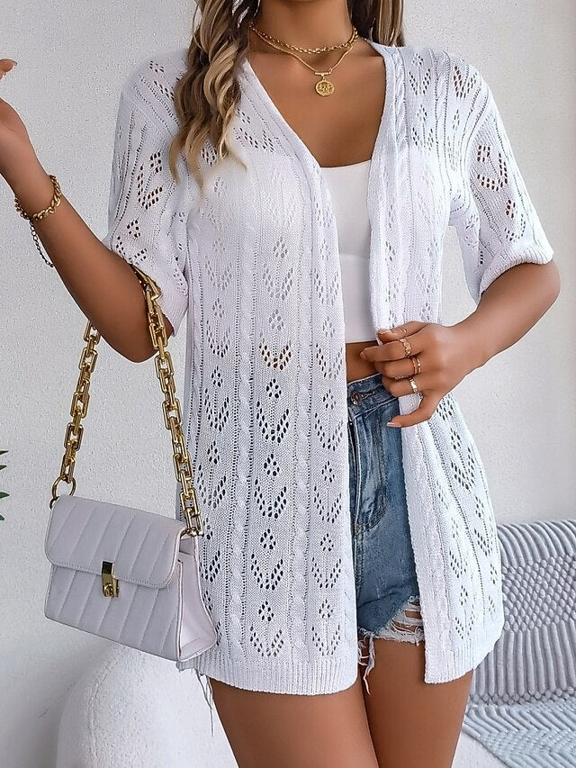 Women's Tunic Blouse Eyelet top Eyelet Plain Stylish