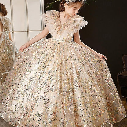 Dress Flower 3/4 Girl Color Girls' Kids Solid Party