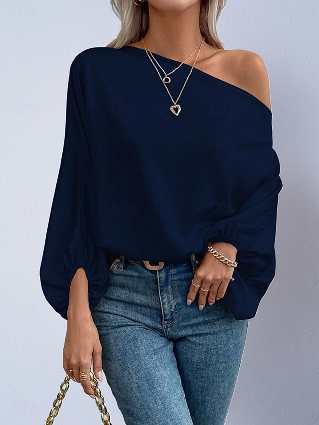 Women's Shirt Satin Shirt Blouse Off The Shoulder Tops