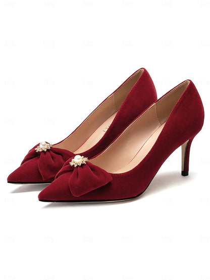 – Pointed Toe Chic Bow Women's Satin Wedding Pumps