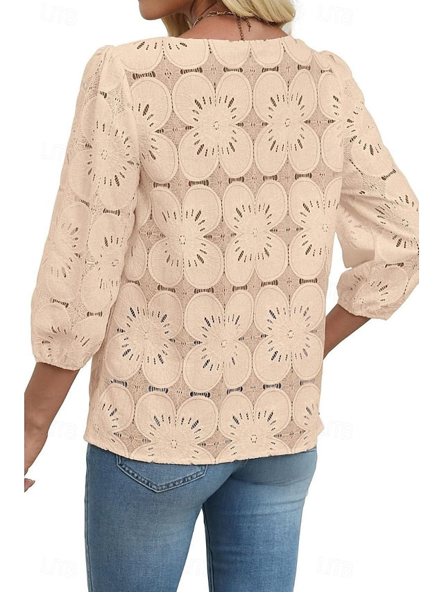 Women's Lace Shirt Blouse Lace Plain Active Casual Long