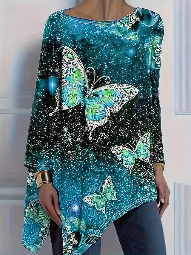 Women's T Shirt Print Asymmetrical Graphic Geometric