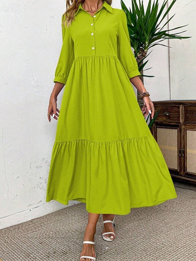 Women's Midi Dress Shirt Dress Fashion Modern Outdoor