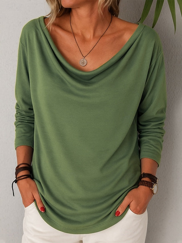 Women's Shirt Blouse Patchwork Solid Color Plain Stylish