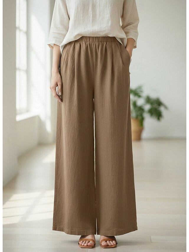 70% Linen Women's Linen Pants Culottes Wide Leg Wide Leg