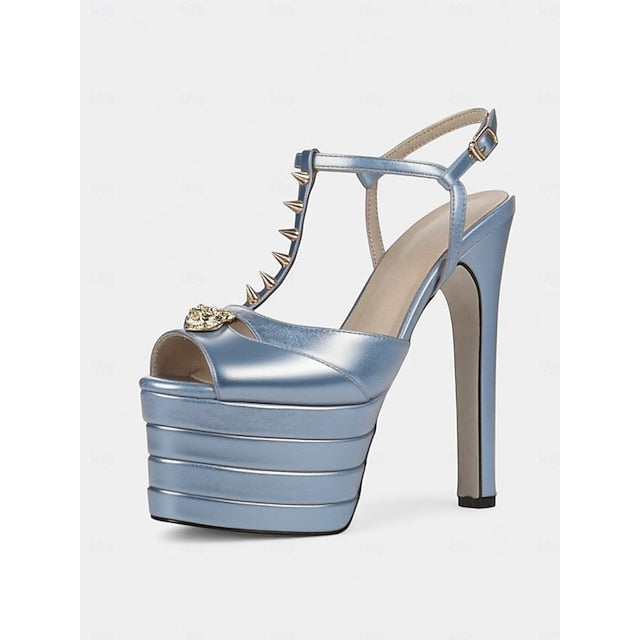 Gold High Silver Women's and Platform Metallic - Edgy Heels