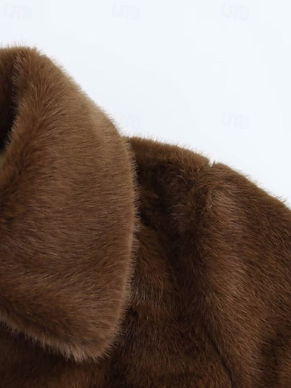 Coat Faux Warm Teddy Fur Comfortable Women's Buttons