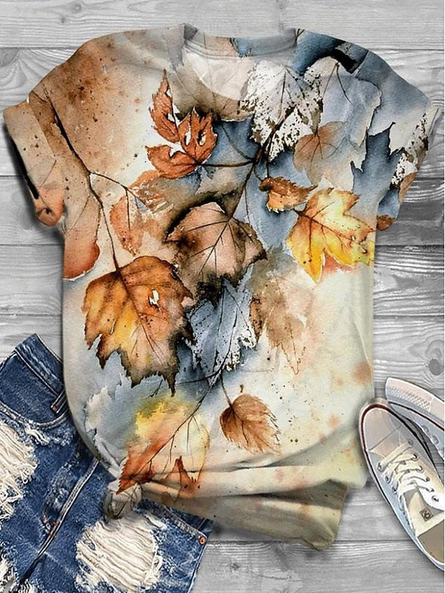 Women's T Shirt Fashion Sunflower Print Short Sleeve