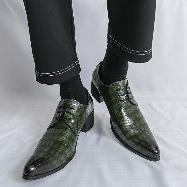 Pattern Red Leather – Crocodile Faux Shoes Men's