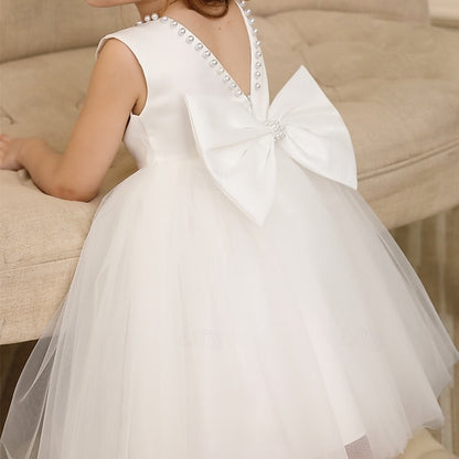 Wedding Dress Sleeveless Color Party Kids Girls' Solid