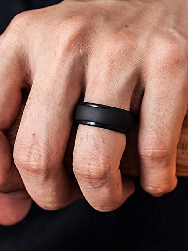 for Comfortable Silicone Durable Ring Men Black – Matte