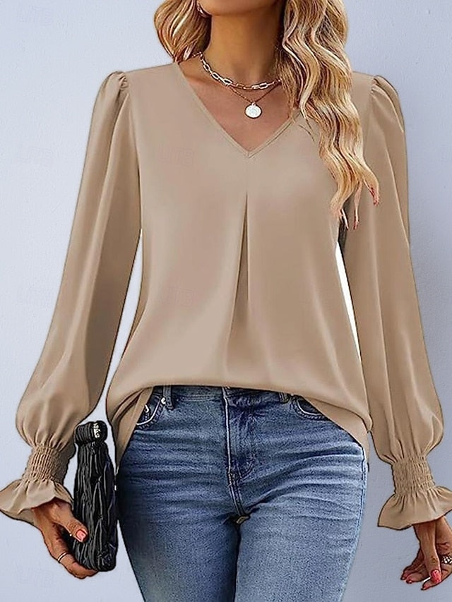 Women's Shirt Satin Shirt Blouse Plain Stylish Basic