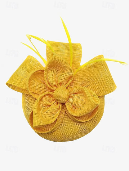 Women's Hat and Bow Accents Green with Feather Fascinator