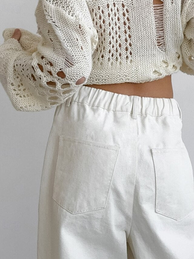 Women's Wide Leg Chinos Straight Vacation Streetwear Basic