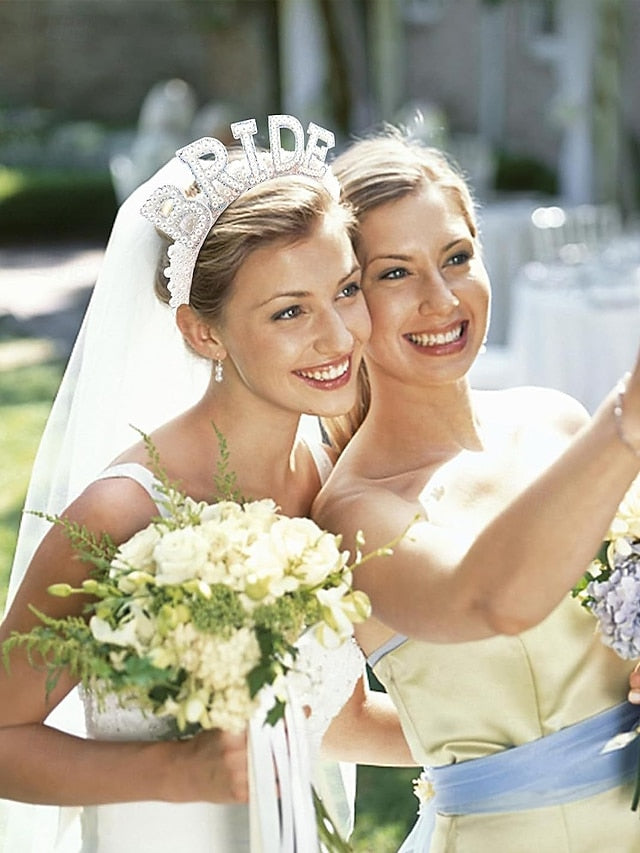 'BRIDE' with Headband Veil – Pearl-Embellished