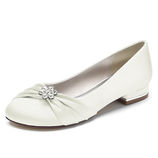 Wedding Women's with Light Flats Satin Rhinestone Blue