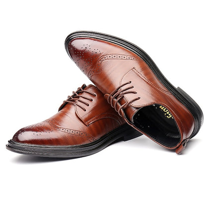 Shoes Leather Brogue Men's Classic Brown – Faux