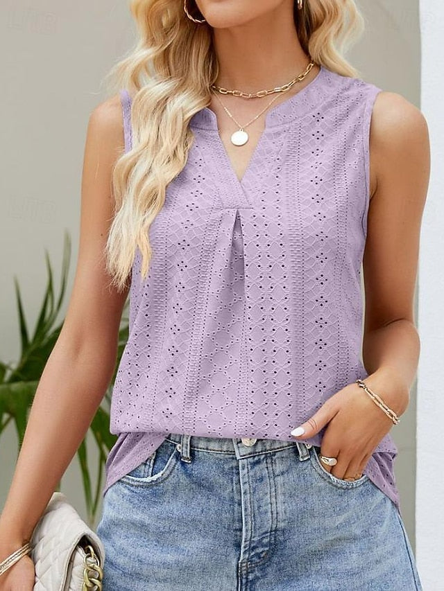 Women's Pointelle Shirt Eyelet Top Lace Shirt Short Sleeve