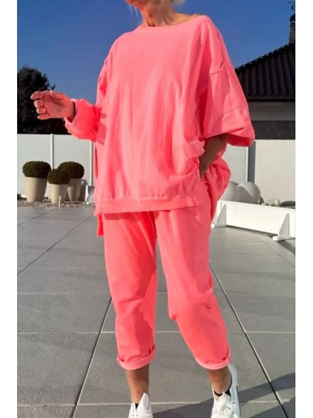 Women's Pants Sets Bolero Top Long Sleeve Crew Neck Plain