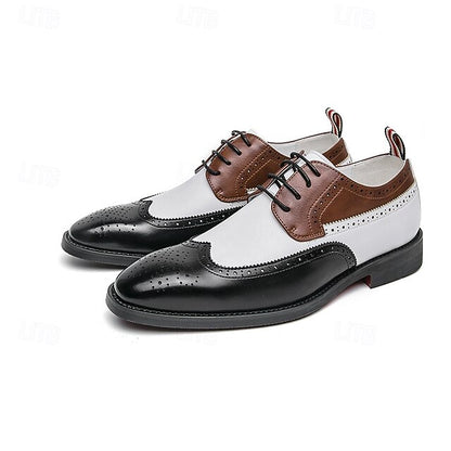 Wingtip Men's in Oxford Shoes Tri-Color Brogue Black