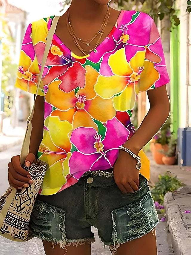 Women's T Shirt Floral Graphic Plants Vintage Tropical